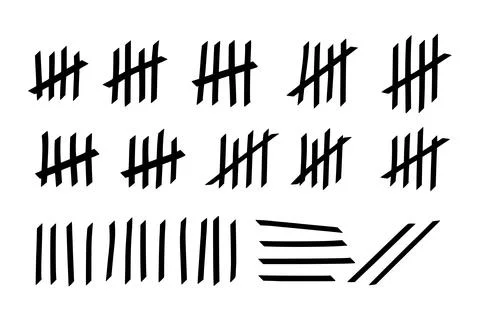 Tally marks to count days in prison. Tally marks for math lessons. Vector Stock Illustration