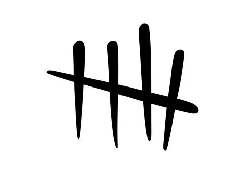 Tally marks to count days in prison. Tally marks for math lessons. Vector Stock Illustration