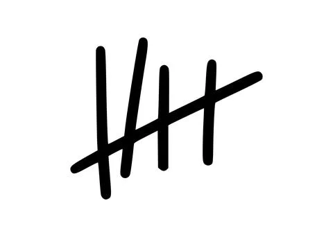 Tally marks to count days in prison. Tally marks for math lessons. Vector Stock Illustration