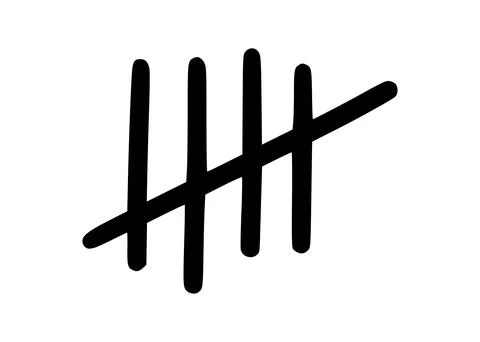 Tally marks to count days in prison. Tally marks for math lessons. Vector Stock Illustration