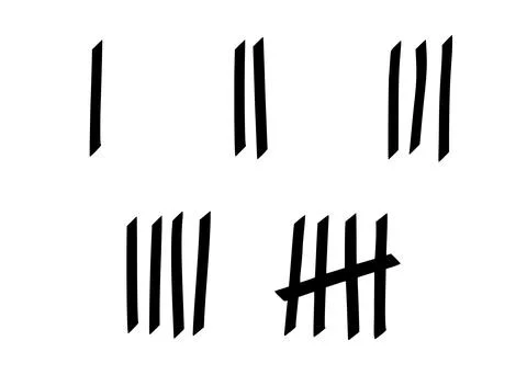 Tally marks to count days in prison. Tally marks for math lessons. Vector Stock Illustration