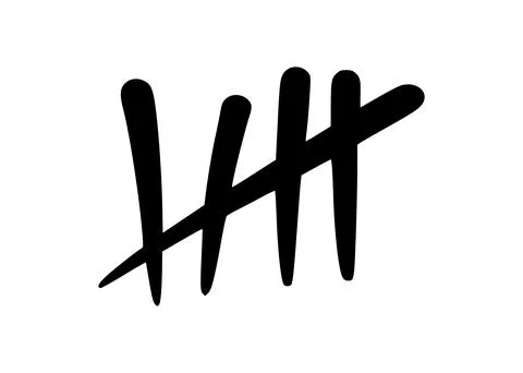 Tally marks to count days in prison. Tally marks for math lessons. Vector Stock Illustration