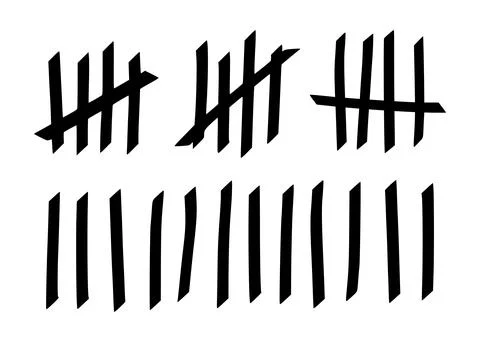 Tally marks to count days in prison. Tally marks for math lessons. Vector Stock Illustration