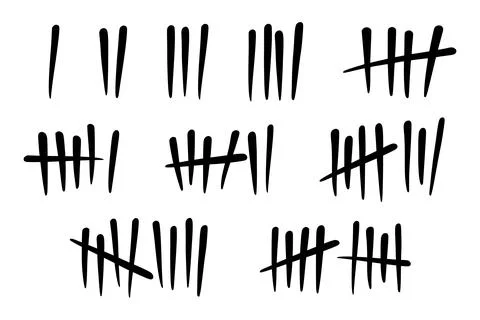 Tally marks to count days in prison. Tally marks for math lessons. Vector Stock Illustration