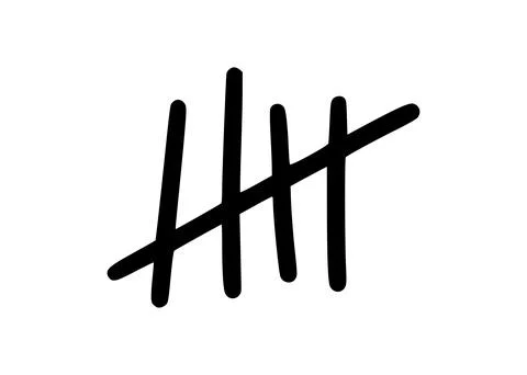 Tally marks to count days in prison. Tally marks for math lessons. Vector Stock Illustration