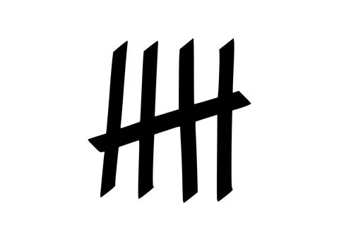 Tally marks to count days in prison. Tally marks for math lessons. Vector Stock Illustration