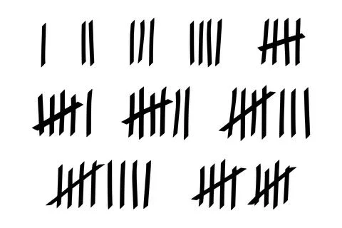 Tally marks to count days in prison. Tally marks for math lessons. Vector Stock Illustration