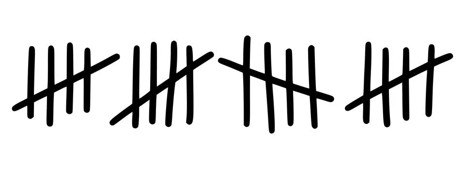 Tally marks to count days in prison. Tally marks for math lessons. Vector Stock Illustration