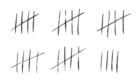 Tally marks count or prison wall sticks lines counter. Vector hash marks icon 스톡 일러스트