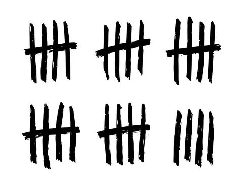 Tally marks count or prison wall lines counter. Sketch slash sticks. Prison jail Stock Illustration