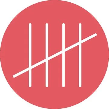 Tally marks icon on red background flat design illustration Stock Illustration