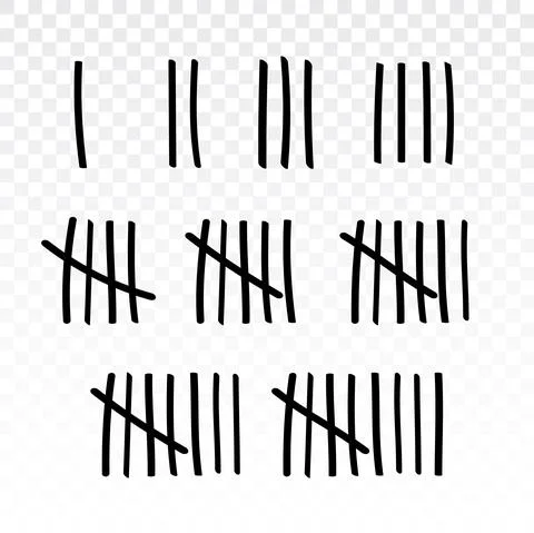 Tally marks prison jail vector wall count. Slash hash brush line number tally Stock Illustration