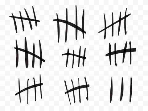 Tally marks on a prison wall isolated. Counting signs. Vector Stock Illustration