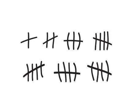 Tally marks on a prison wall isolated. Counting signs. Vector Illustrazione stock