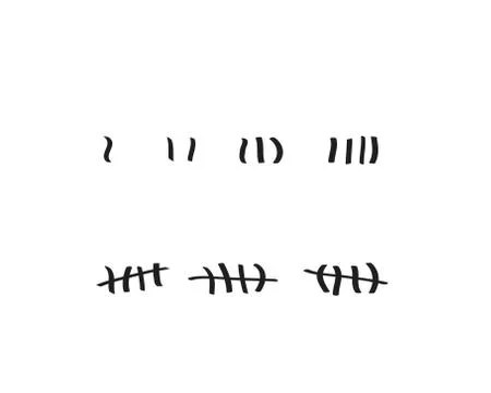 Tally marks on a prison wall isolated. Counting signs. Vector Stock Illustration