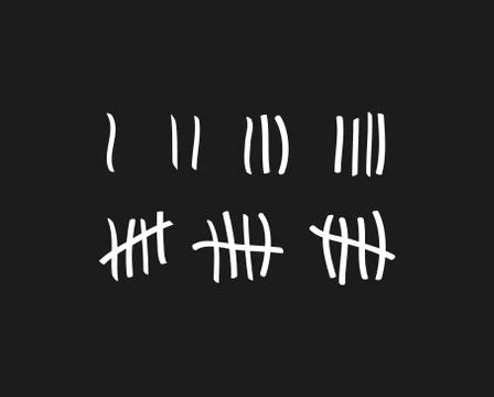 Tally marks on the wall isolated. Counting characters. Vector illustration of Stock Illustration