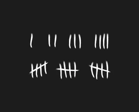 Tally marks on the wall isolated. Counting characters. Vector illustration of 스톡 일러스트