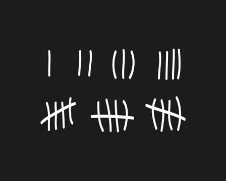 Tally marks on the wall isolated. Counting characters. Vector illustration of 스톡 일러스트