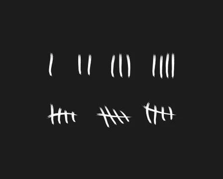 Tally marks on the wall isolated. Counting characters. Vector illustration of Stock Illustration