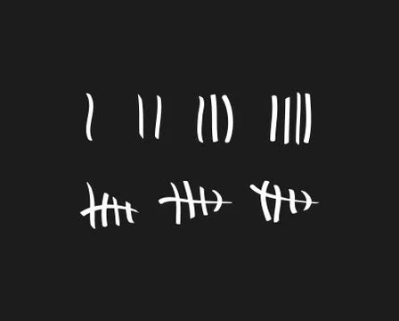 Tally marks on the wall isolated. Counting characters. Vector illustration of Illustrazione stock