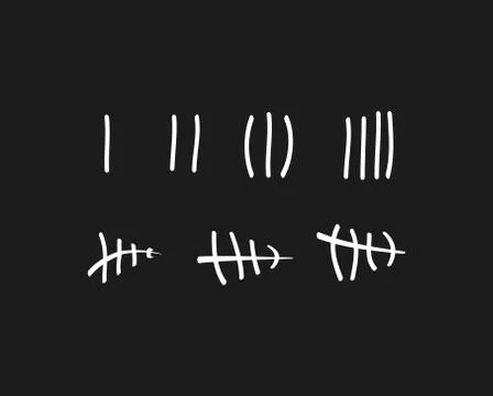 Tally marks on the wall isolated. Counting characters. Vector illustration of Stock Illustration