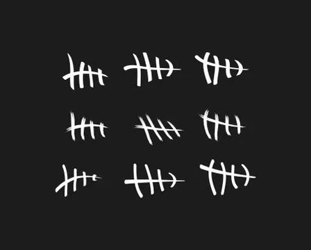 Tally marks on the wall isolated. Counting characters. Vector illustration of Stock Illustration