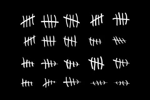 Tally marks on the wall isolated. Counting characters. Vector illustration of Stock Illustration