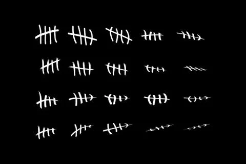Tally marks on the wall isolated. Counting characters. Vector illustration of Stock Illustration