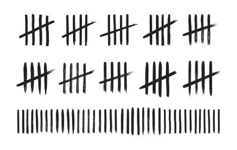 Tally marks on white board hand drawn dirty art style Stock Illustration