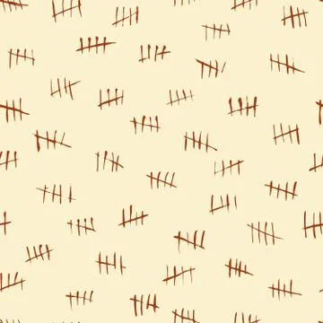 Tally scratch counting marks, waiting numbers vector seamless pattern Stock Illustration