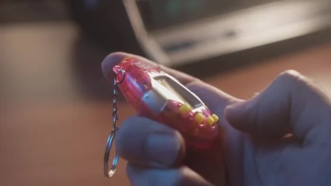 Tamagotchi Retro Video Game Being Played Closeup 90s Stock Footage 245363177