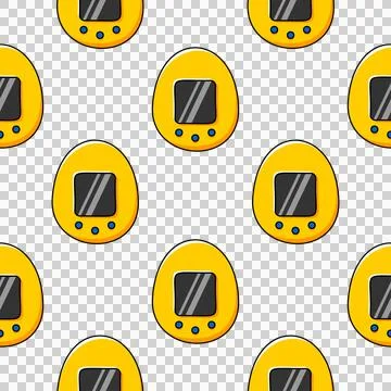 Tamagotchi, a seamless flat style pattern 스톡 일러스트