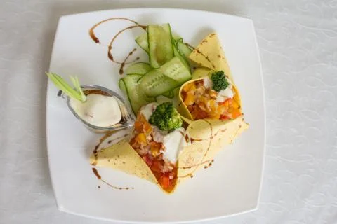 Tamale with roasted vegetables Stock Photos