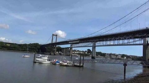 Tamar  Suspension Bridge Stock Footage 78896238