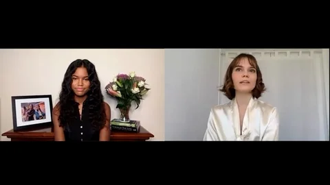 Tamara Smart and Oona Laurence are interviewed for new comedy family film - 2020 Stock Footage 144632760