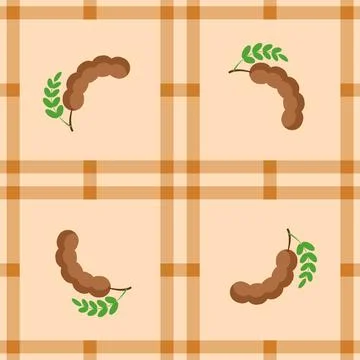 Tamariind fruit seamless for pattern fabric, simple tamariind fruit cute re.. Ilustración de archivo
