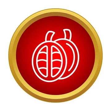Tamarillo fruit cut outline web icon design 库存插图