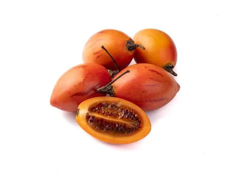 Tamarillos or tree tomatoes isolated over white background Stock Photos