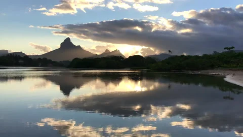 Tamarin Bay at sunrise. 4K Stock Footage 140405015