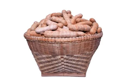 Tamarind in Basket on isolated Stock Photos