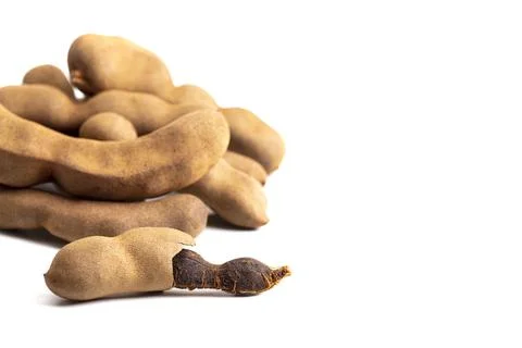 Tamarind Beans in Shell Isolated on a White Background Stock Photos