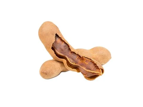 Tamarind fruit with split shell Foto stock