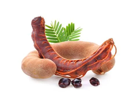 Tamarind with leaf isolated on white background Stock Photos