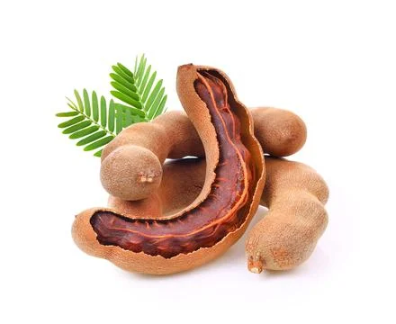 Tamarind with leaf isolated on white background . full depth of field Stock Photos