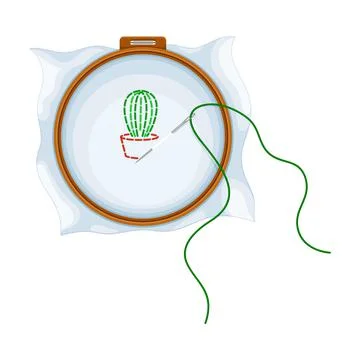 Tambour with Canvas and Embroidered Pattern Vector Illustration Stockillustratie