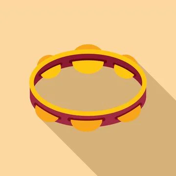Tambourine drum icon flat vector. Samba music Illustrazione stock