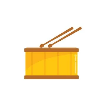 Tambourine drum icon flat vector. Kit music Stock Illustration