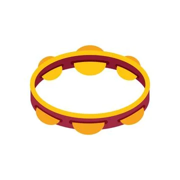 Tambourine drum icon flat vector. Samba music Illustrazione stock