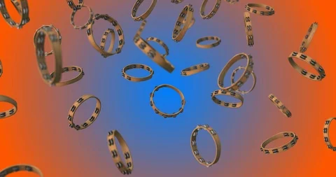 Tambourine falling slow motion Stock Footage 88700484