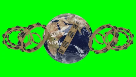 Tambourine turn around the world - loop Video stock 166290877
